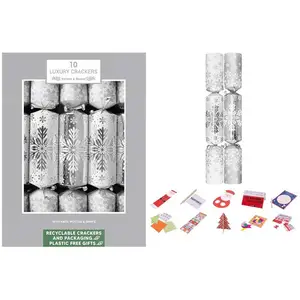 10 LUXURY SILVER SNOWFLAKE 14" CRACKERS