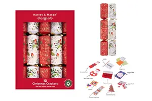 10 x 14" RED ROBIN XMAS CRACKERS