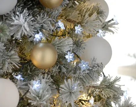 100 Battery Operated Timer Snowflake Lights - White - image 2