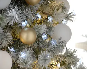 100 Battery Operated Timer Snowflake Lights - White - image 2
