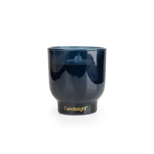 10Cm Glass Footed Candle Hydrangea & Jas - image 1