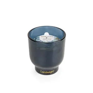 10Cm Glass Footed Candle Hydrangea & Jas - image 2