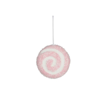 10cm Hanging Pink / White Glitter Sweet