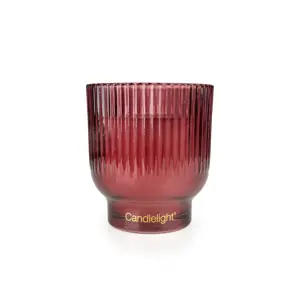 10cm Medium Ridged Footed Glass Candle - image 1