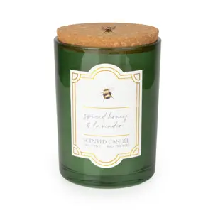 11Cm Glass Candle With Cork Lid Bees Gre