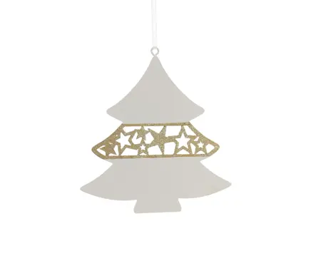 12.5cm White Metal Flat Tree with Star Design