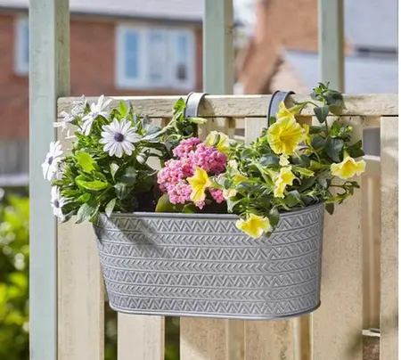 12" Fence & Balcony Hanging Planter - Aztec - Slate