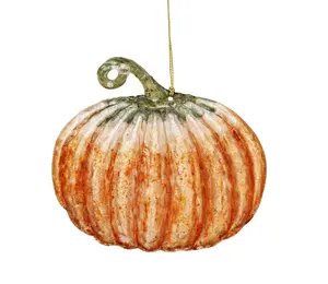 12cm Pink, Orange & White Glitter Pumpkin Decoration