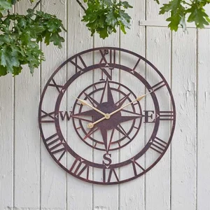 13.5in Compass Wall Clock - Bronze