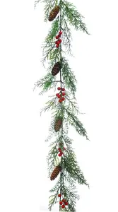 150cm Pine Cone & Red Berry Christmas Garland