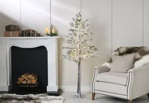 150cm Pre-Lit Flocked Pine Christmas Tree