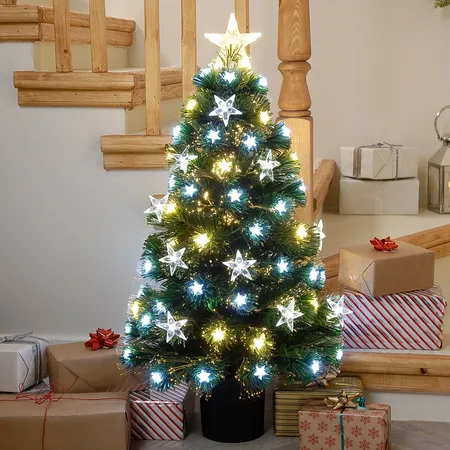 150cm White and Warm White Fibre Optic Artificial Christmas Tree