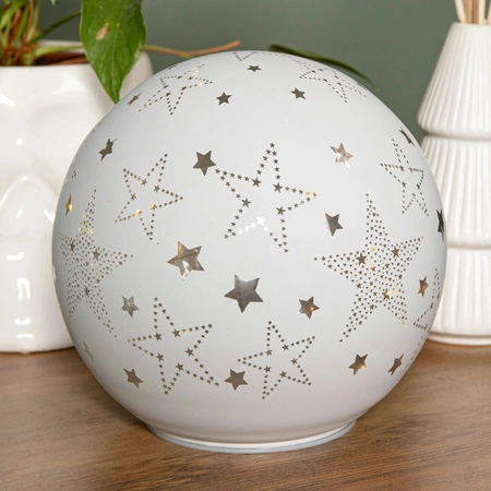 15cm Battery Operated Lit Glass White Star Ball