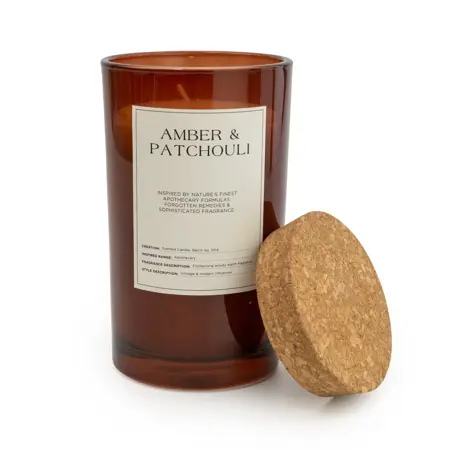 15Cm Large Glass Candle With Cork Lid Am - image 2