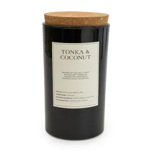 15Cm Large Glass Candle With Cork Lid Bl - image 1