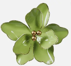 15cm Pale Green Gloss Christmas Flower Clip