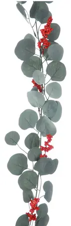 166cm Eucalyptus Garland with Red Berries