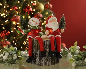 18cm Battery Operated Lit 2 Assorted Designs Santa/Snowman Shelf Sitter