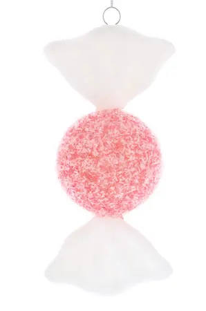 18cm hanging frosted red glitter/white sweet