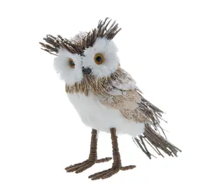 18cm White and Natural Standing Owl