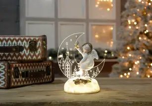 19cm Battery Operated Lit Angel Sitting on the Moon