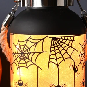 19cm Light Up Orange Halloween Glass Jar - image 2
