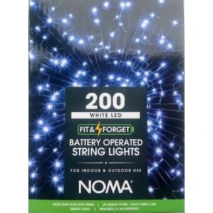 200 Fit & Forget B/O White Multifunction String Lights