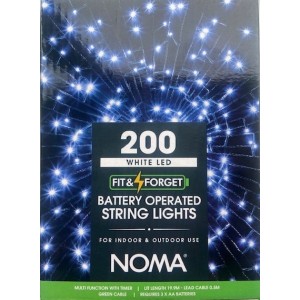 200 Fit & Forget B/O White Multifunction String Lights