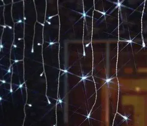 200 Warm White Fit & Forget Battery Icicle Lights