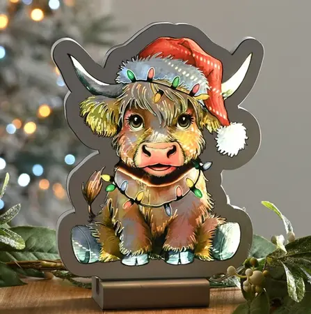 20cm Infinity Light Up Christmas Highland Cow