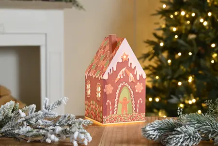21cm Battery Operated Lit Paper Gingerbread House