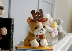 22  28cm Plush Christmas Bulldog with Antlers Headband - image 2