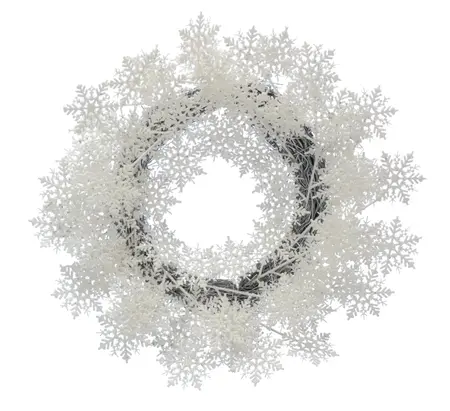 23 - 57cm White Glitter Snowflake Wreath