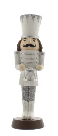 B22 Standing polyresin white/silver nutcracker 23cm