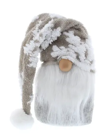 27cm Sitting Grey Gonk with Snowflakes on Hat