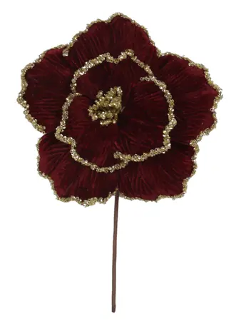 30cm Burgundy Velvet Poppy Stem