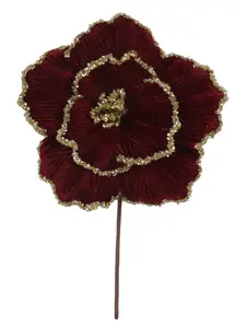 30cm Burgundy Velvet Poppy Stem