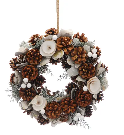 30cm Frosted Wreath with Cream Swirl Petals