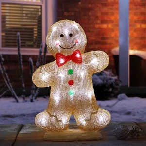 30cm InLit Ice Gingerbread Boy Christmas Decoration