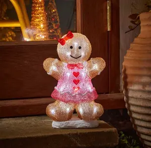 30cm InLit Ice Gingerbread Girl Christmas Decoration