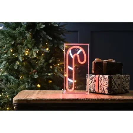 30cm White / Red Neon Flex Candy Cane Sign USB