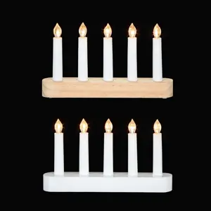 32cm 5L BO Wood Base Candlebridge 2 Asst Natural-White