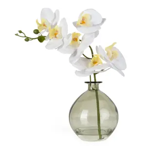 33Cm Orchid In Green Glass Vase - image 1