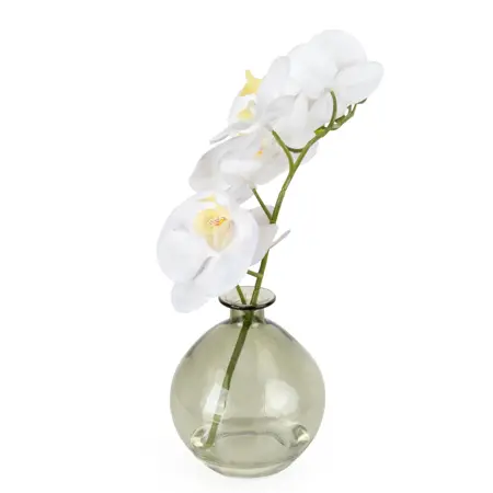 33Cm Orchid In Green Glass Vase - image 2
