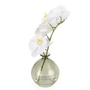 33Cm Orchid In Green Glass Vase - image 2
