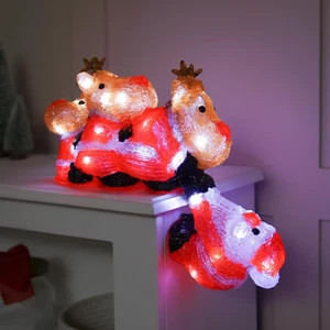 35CM ACRYLIC REINDEERS SAVING SANTA - BATTERY OPERATED