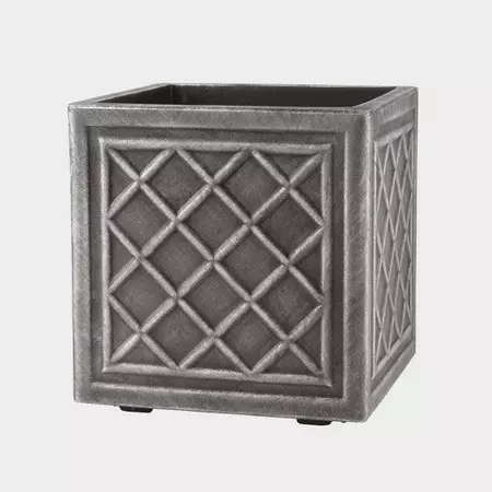38cm Square Lead Effect Planter Pewter