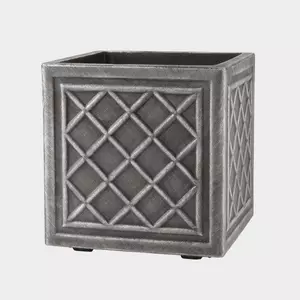 38cm Square Lead Effect Planter Pewter