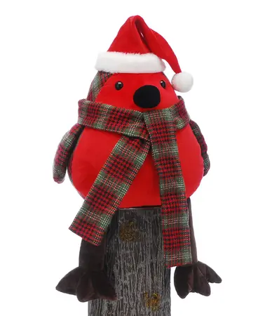 38cm tartan robin with red breast door stop