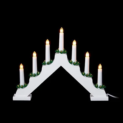 39cm White Wooden LED Christmas Candle Bridge - image 1